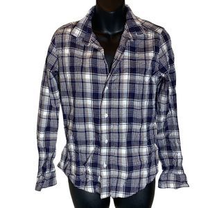 Frank & Eileen small long sleeve button up plaid white/brown/blue